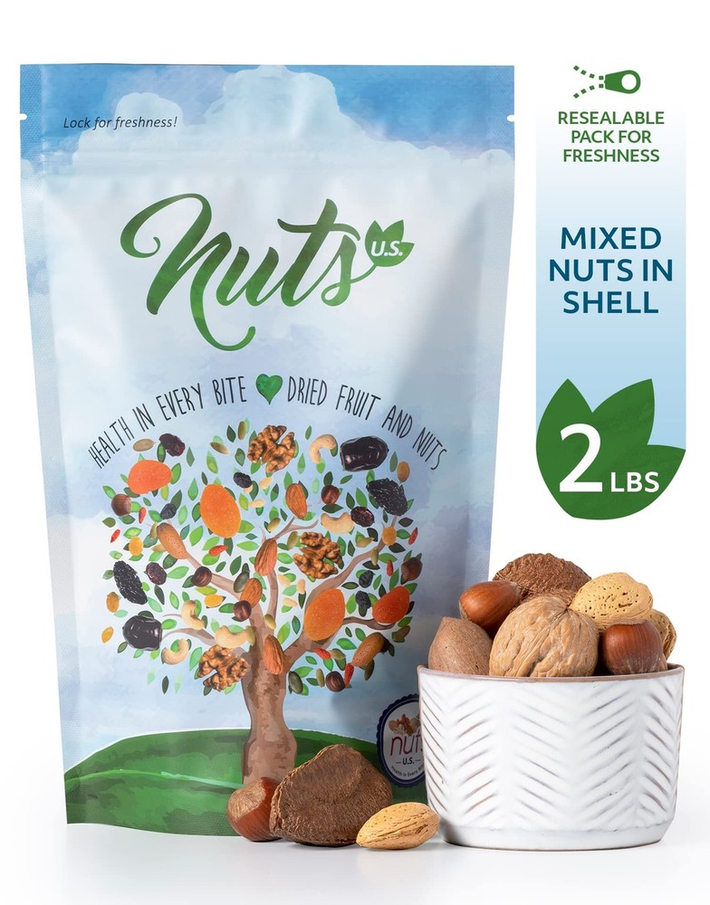 NUTS U.S. – Mixed Nuts In Shell (Almonds, Walnuts, 2 Pound (Pack of 1)