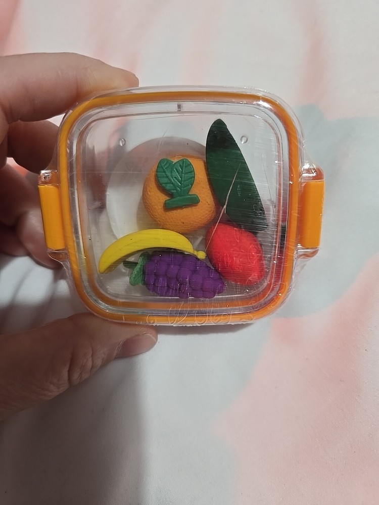 Office Depot Fruit Basket Mini Erasers 5 ct 🍉 🍌 🍇 🍊 🍓