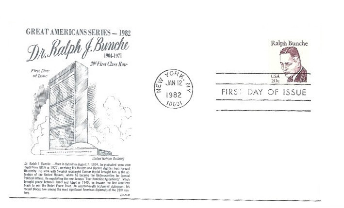 1860 20c Ralph Bunche, GAMM FDC