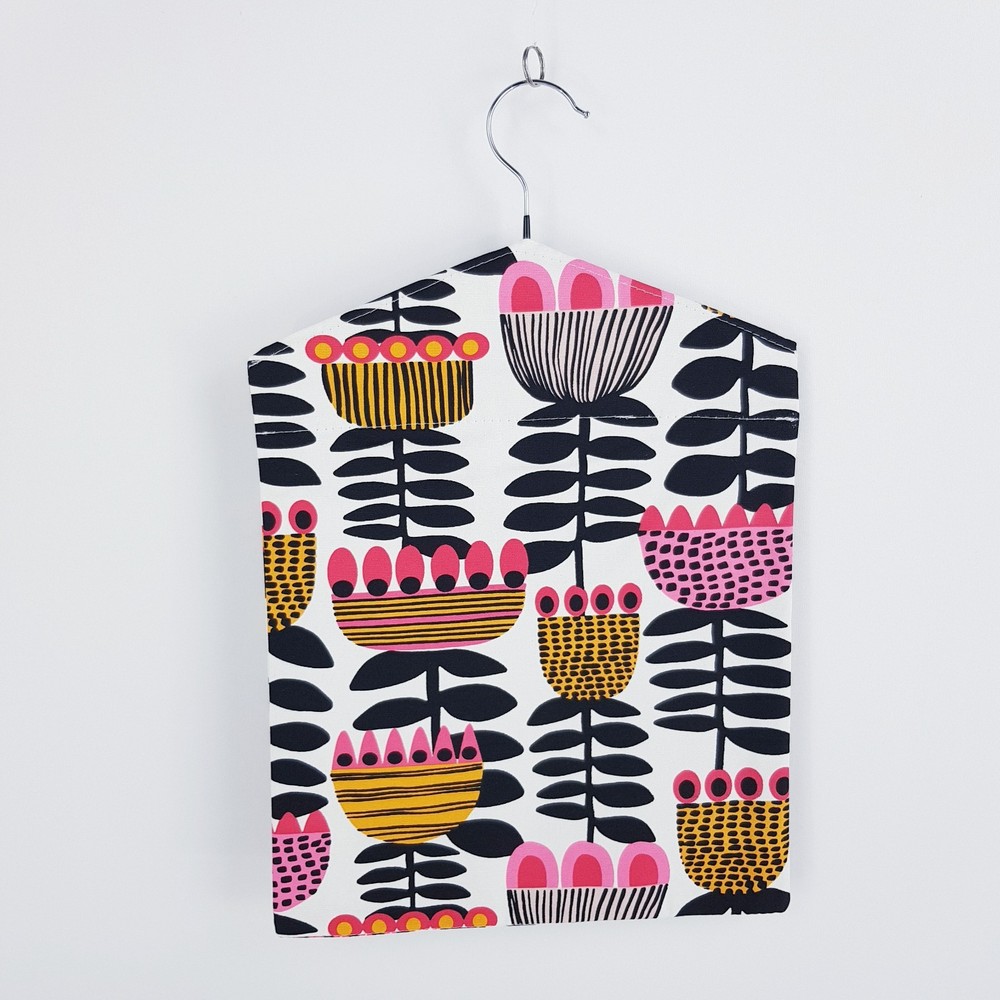 Peg Bag Handmade White Black Patterned Floral Lined Laundry Clothes Peg Holder