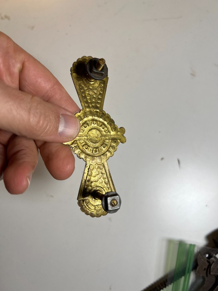 Pair Ornate Antique Eastlake Brass Drawer Pulls Pull Handle Handles Victorian