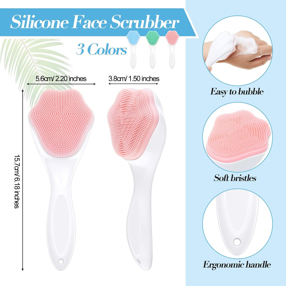 Silicone Face Scrubber Set with Exfoliating Brush and Lip Scrub Tools