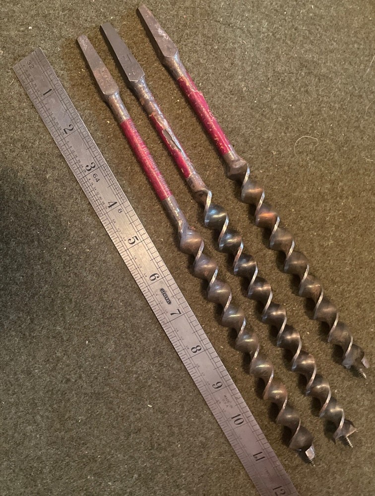 Antique Auger Bits ARROW DRILL BITS MORRISON & McCARGO USA w/labels Philadelphia