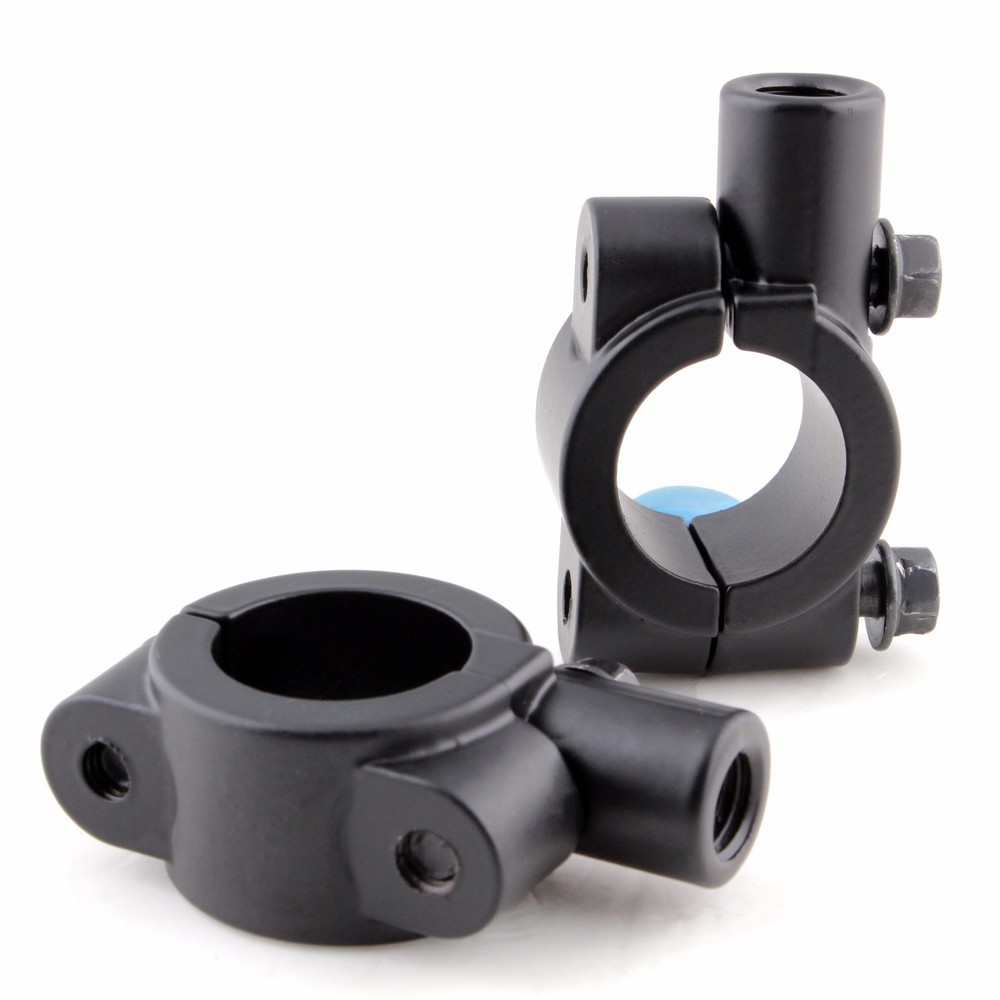 Pair Motorcycle Handlebar Mirrors Clamp On Mounts Bracket 8mm For 7/8" Handlebar