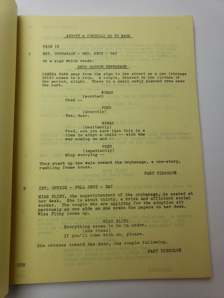 ABBOTT AND COSTELLO GO TO MARS / D.D. Beauchamp, 1951 Screenplay First Draft