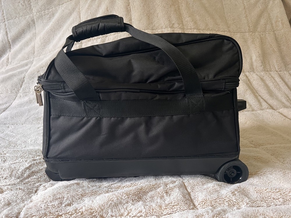 Pyramid Path Double Bowling Ball Tote -Black-Roller Bag-Shoe Storage Compartment