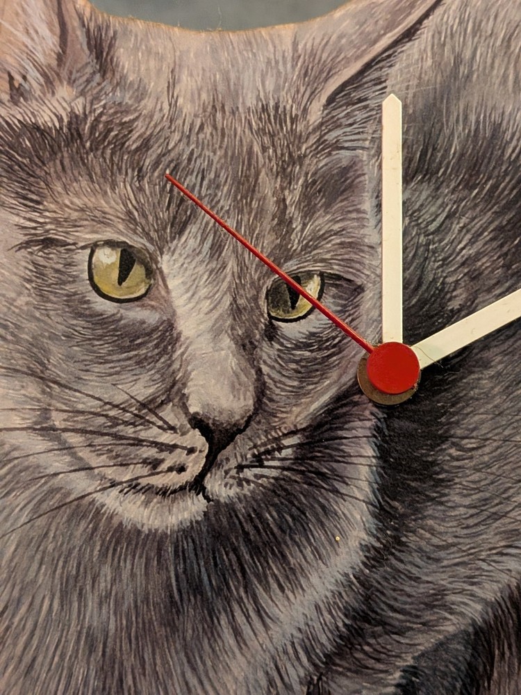 Russian Blue Cat Clock Gift For Cat Lover