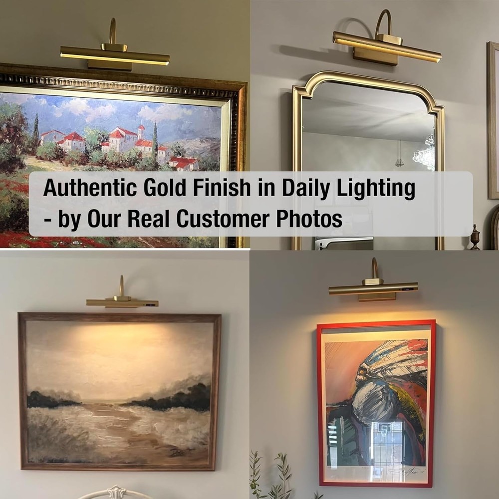 Elegant Gold Dimmable Picture Light with Infrared Remote and Timer Function