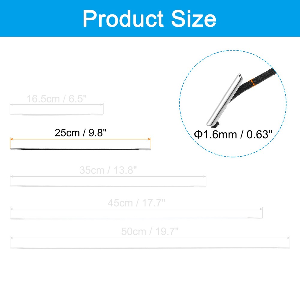 100Pcs 10" Elastic Barbed Cord 1.6mm Loop Stretch Round String Black