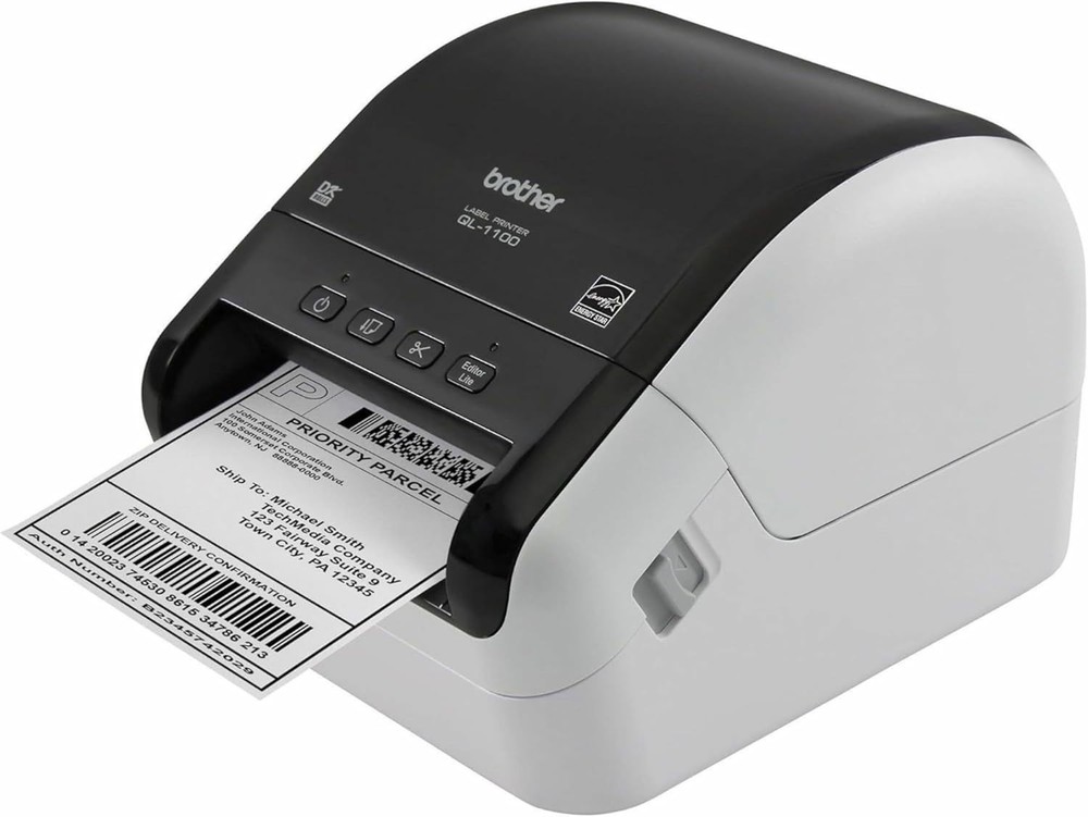 Brother QL-1100 Wide Format, Postage & Barcode Thermal Label Printer, White