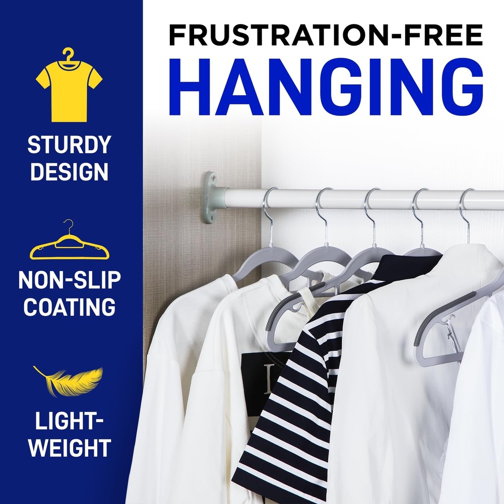 Plastic Clothes Hanger Set - 20 Pieces Versatile, Lightweight, Space-Saving, ...