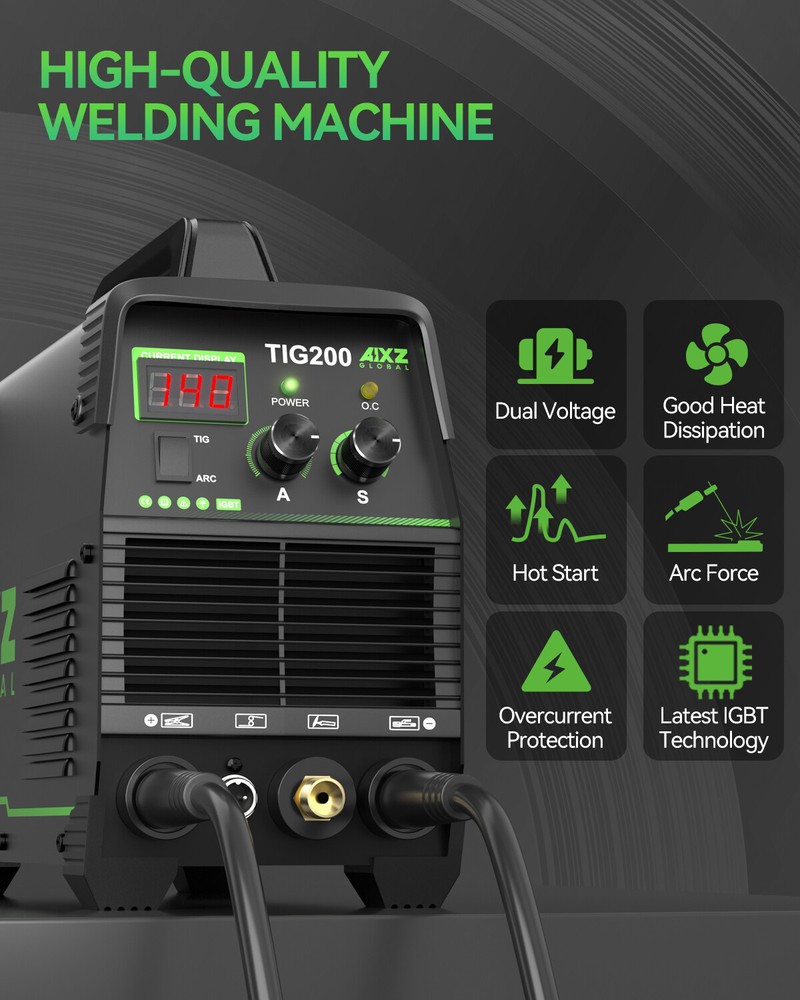 2-in-1 110V/220V Stick TIG Welder Machine with Post Gas Function High Frequency