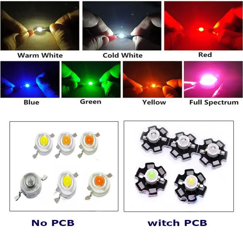 50X 3W watt High Power SMD COB Chip LED  Lights Beads White Red Blue With PCB