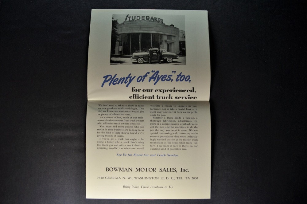 1949 Studebaker Truck Mailer Brochure Folder Pickup Dump Excellent Original 49
