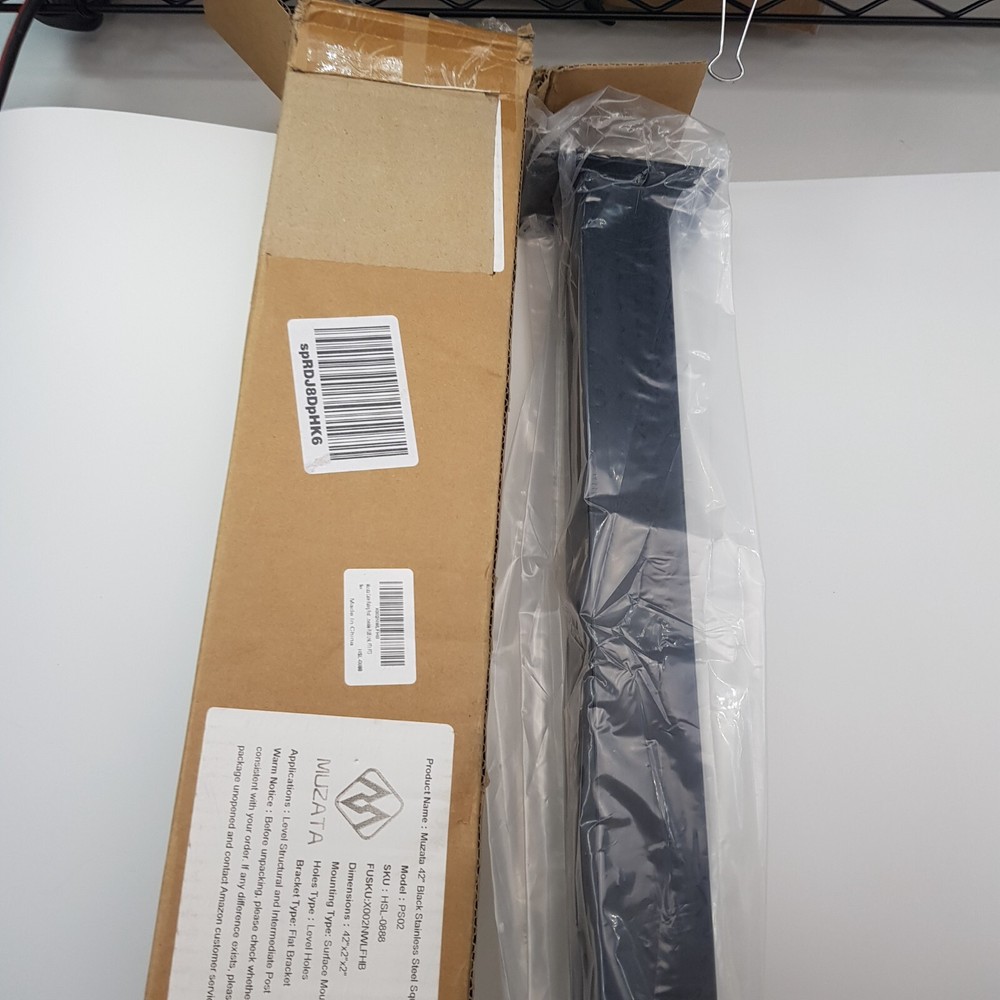 Cable Railing Post 41"x2"x2" Fixed top Level Line Post Mount Black Level Drill