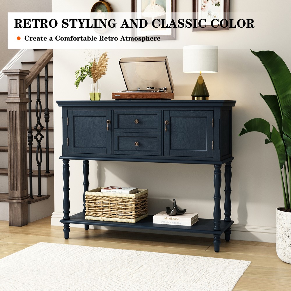 Sideboard Storage Dining Buffet Cabinet Console Table with Shelf&Drawers Blue