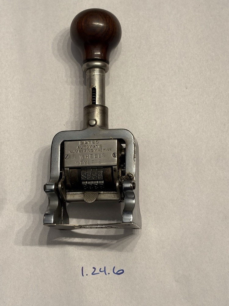 Antique Bates Automatic Numbering Machine 4 Wheel Style E Works