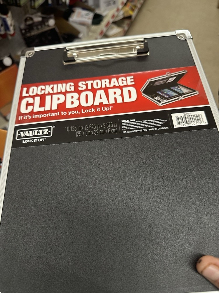 Vaultz Locking Storage Clipboard Black/Silver/ Lot Of 2