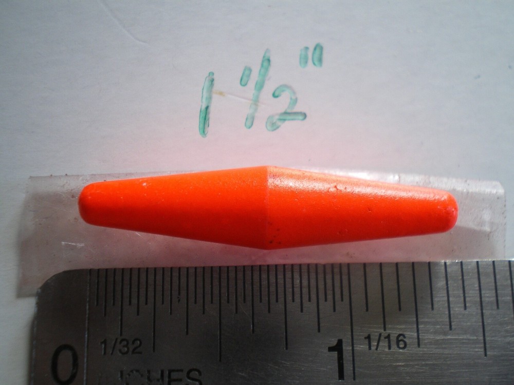 50 PCS. FLUORESCENT RED PEG FLOATS, 1-1/2" LONG