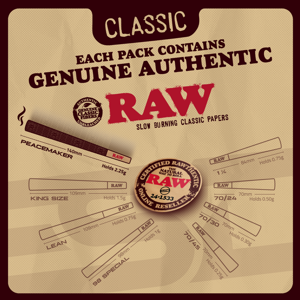 RAW Cones Classic Peacemaker Pre- Rolled Cones | 27 Pack