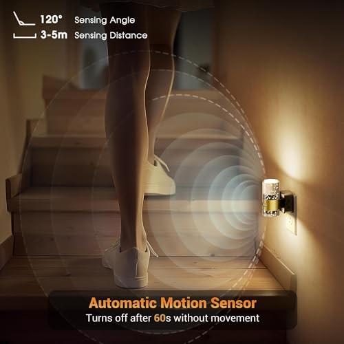 Motion Sensor Night Light, Night Lights Plug into 2 Pack Motion Sensor-3000K