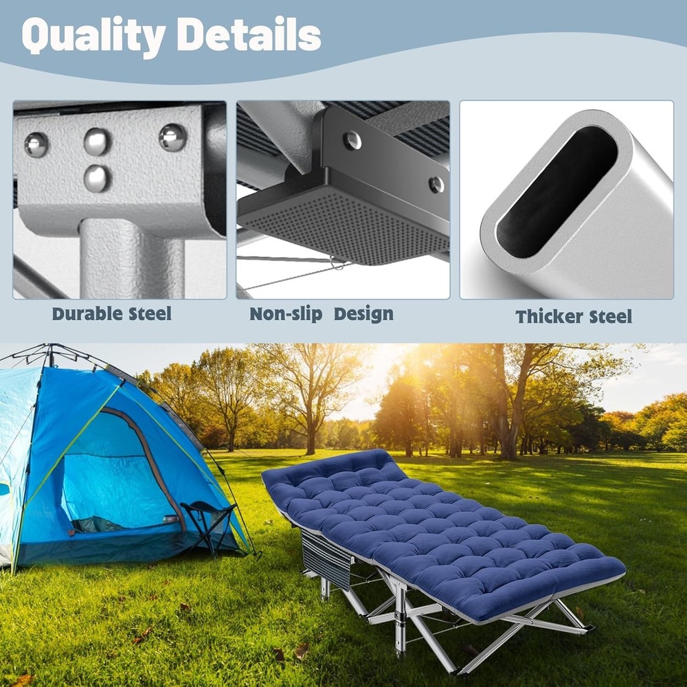 Portable Camp Bed with Padded Sleeping Surface