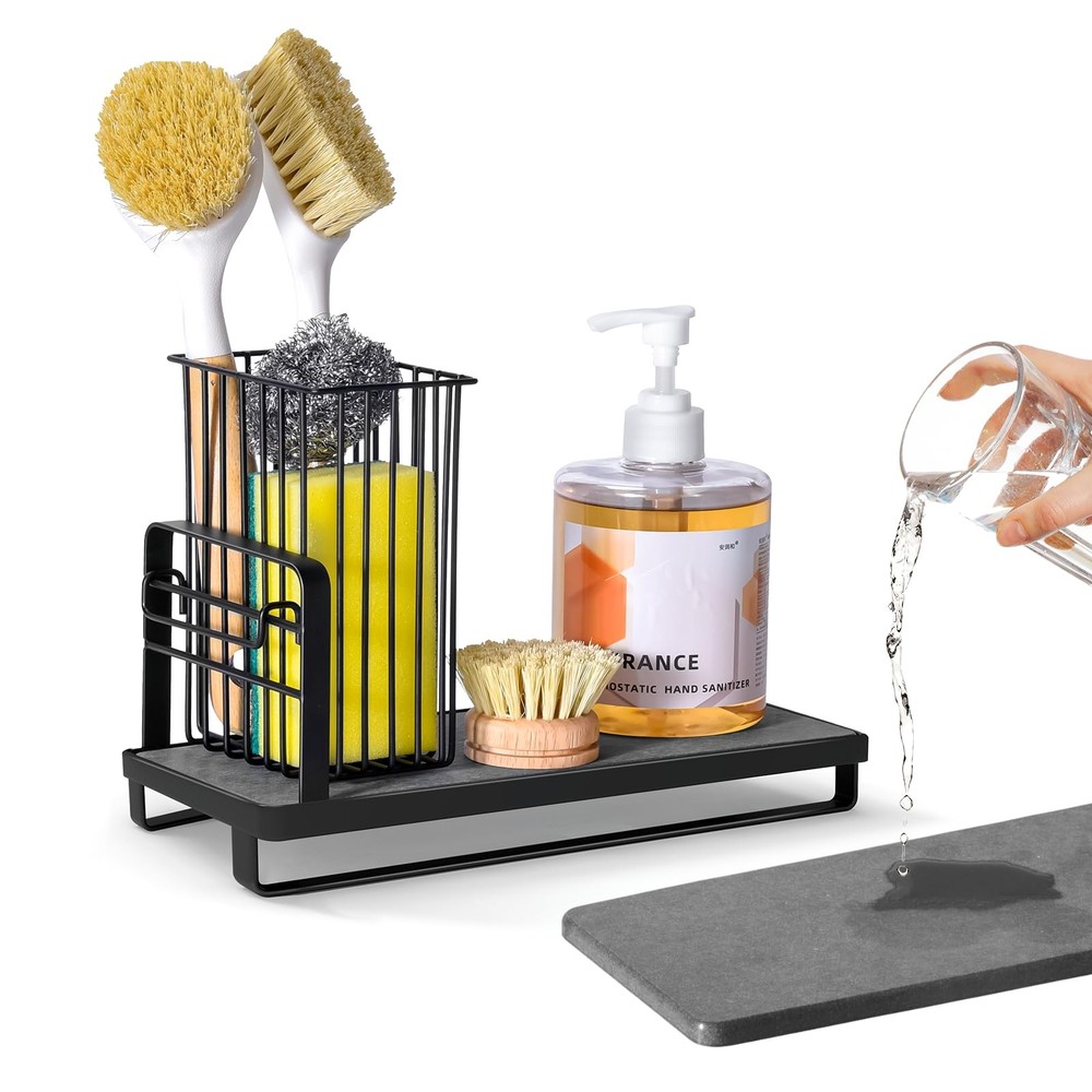 Kitchen Sink Caddy Sponge Holder for Kitchen Sink Counter with Instant Drying...