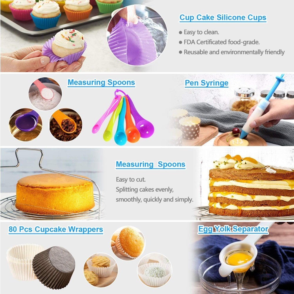 493PCS Cake Decorating Kit with Springform Pans, Turntable and Icing Tips