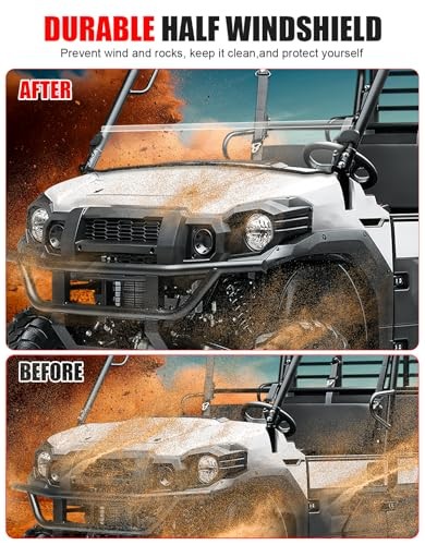 Front Half Windshield for Kawasaki Mule Pro FXT, UTV Clear Half Windshield