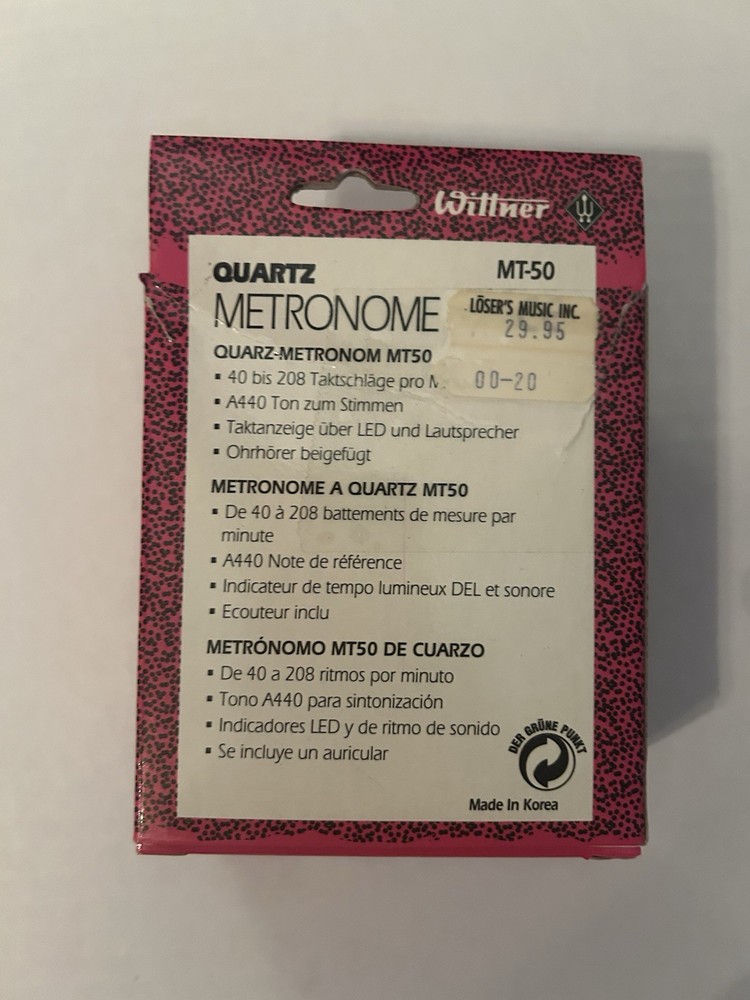 Wittner MT50 Quartz Metronome & Earplug