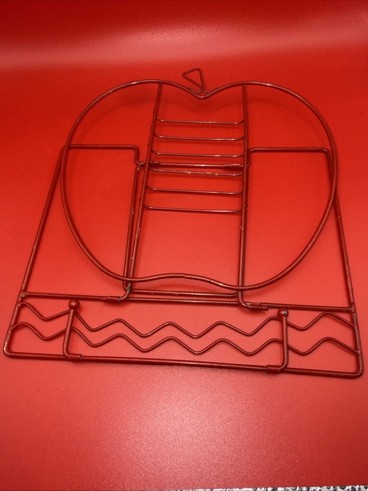 Vintage Foldable Wire Shaped Like An Apple Book Rest