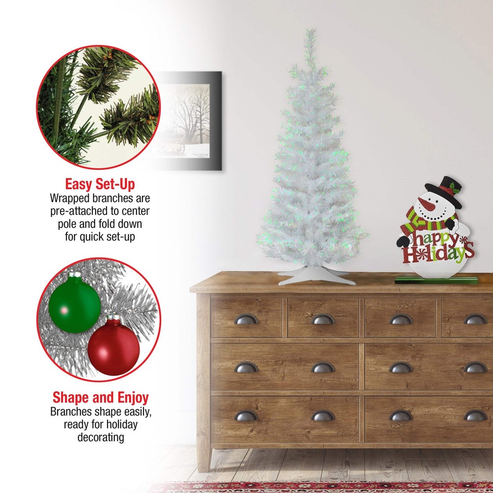 3 ft. Tinsel Collection White Iridescent Tree