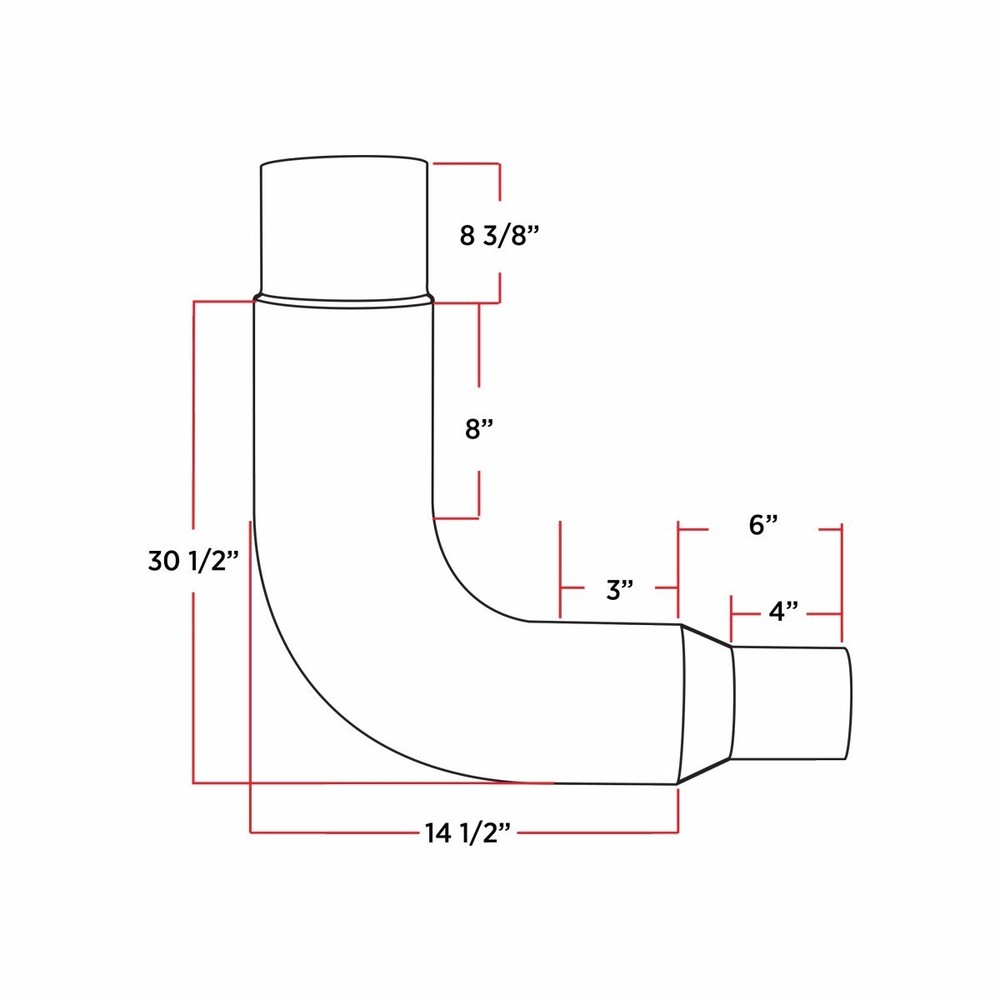 Peterbilt 2006 & Earlier 7" to 5" Reduced Outer Diameter Exhaust Elbow - 90°
