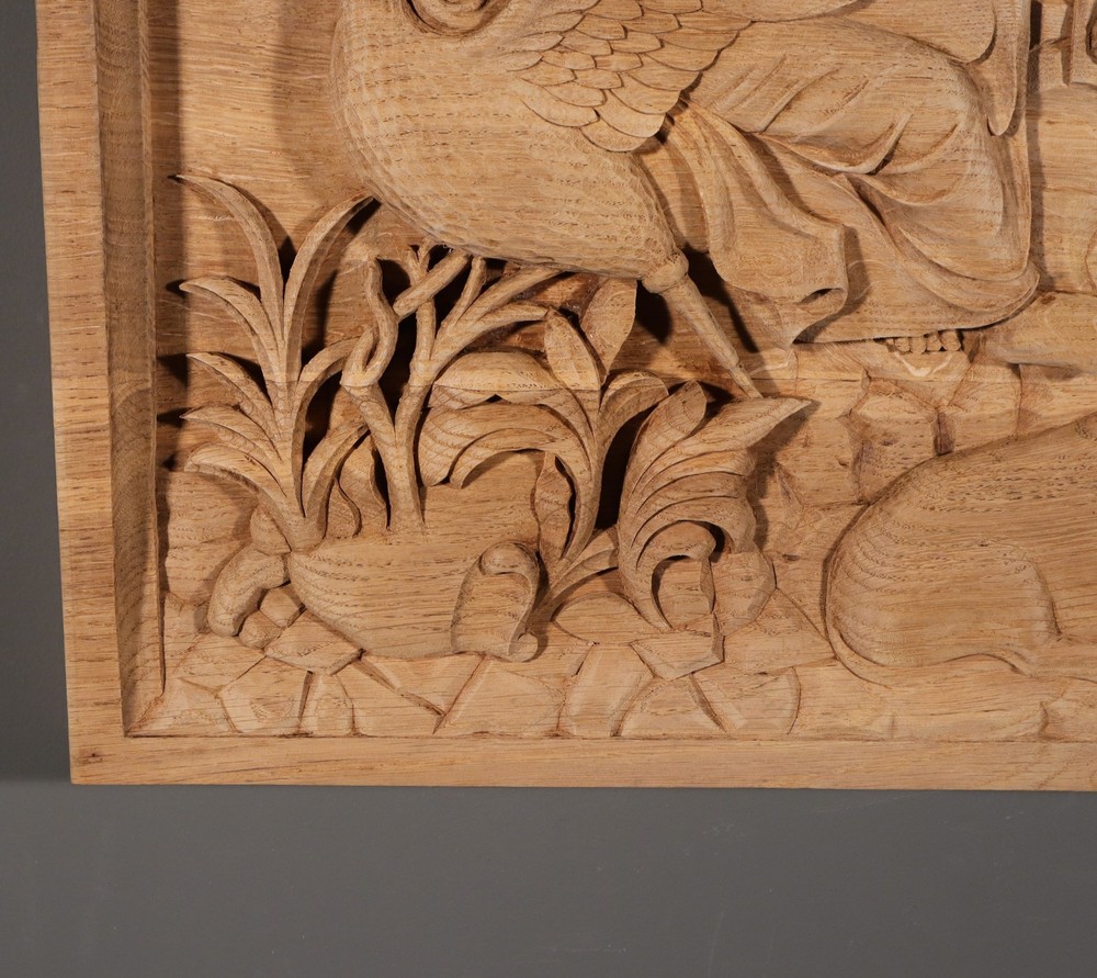 Large Vintage Highly Carved Panel Solid Oak After "The Tellus Panel" in Rome
