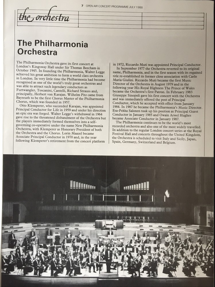 Leeds Castle Open Air Classical Concert Programme, Tickets & article. 1988.
