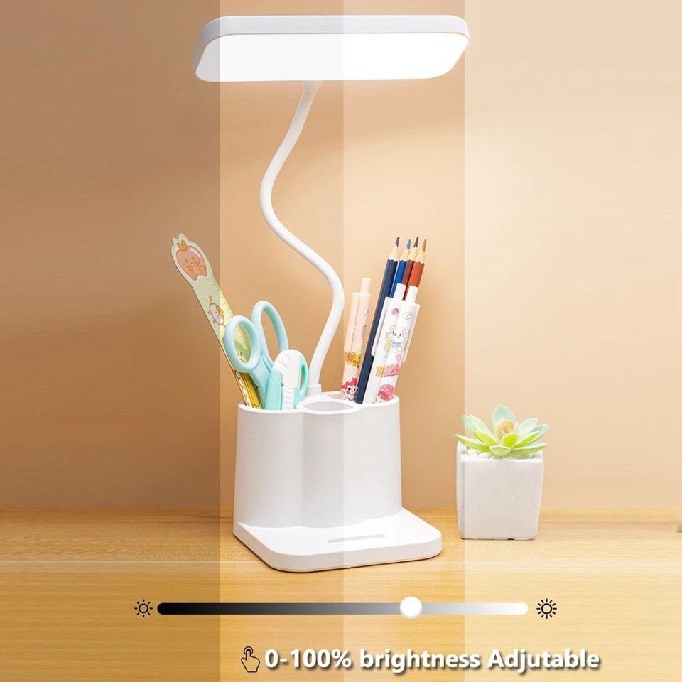 Dimmable LED Desk Light Touch Sensor Table Bedside Reading Lamp USB Rechargeable