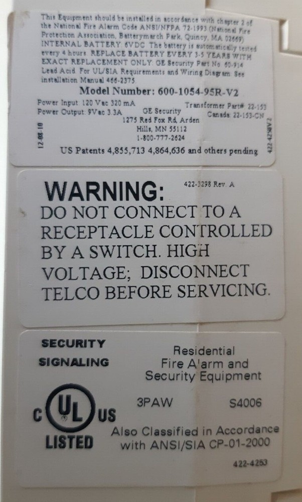 GE INTERLOGIX SIMON XT SECURITY SYSTEM