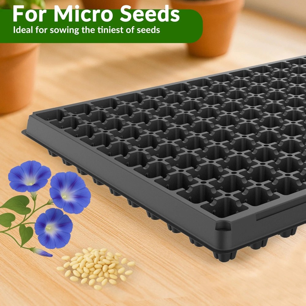 10 Pack 200 Cell Seed Starter Trays, 1.5" Deep Plug Tray for Seedlings, Durab...