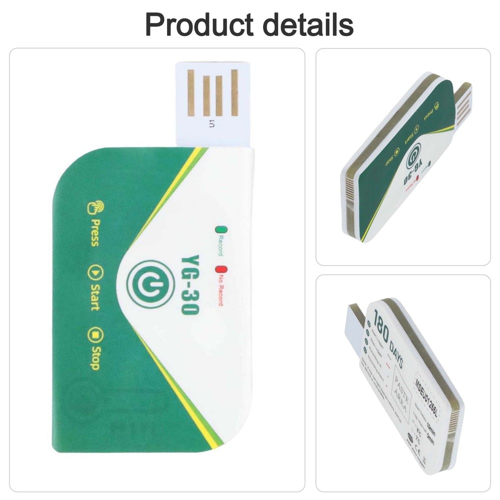 USB Data Logger Temperature IP67 Waterproof 180 Days Alarm Notification