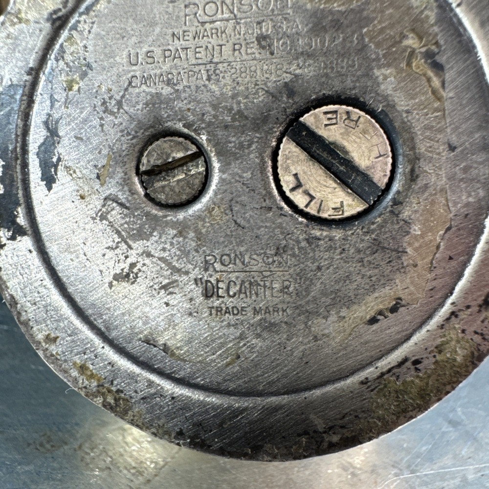 Silver Plate Ronson "DECANTER" Table Lighter Working Condition-VTG