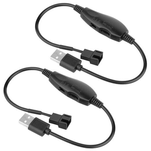 2 Pack USB 5V to 12V 4 Pin Fan Speed Adapter Controller Supported PC Cooling