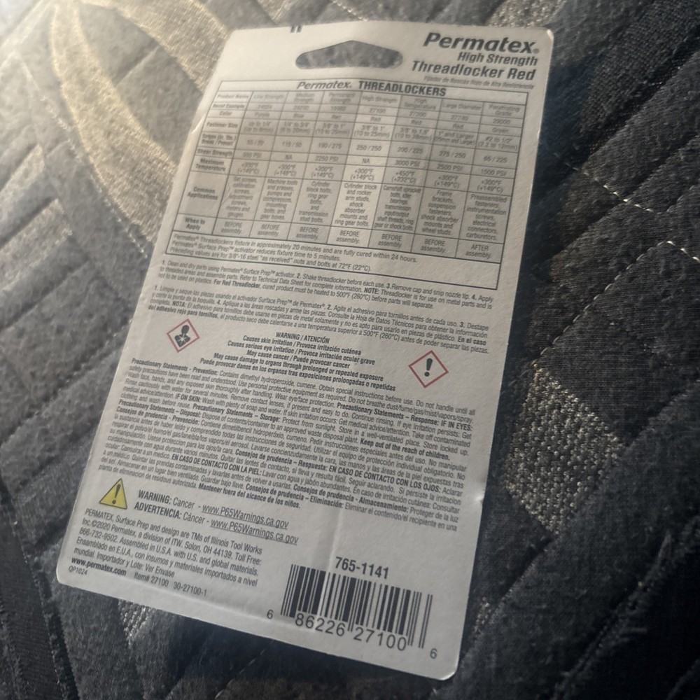 Permatex 27100 Threadlocker Red High Strength 6 ml