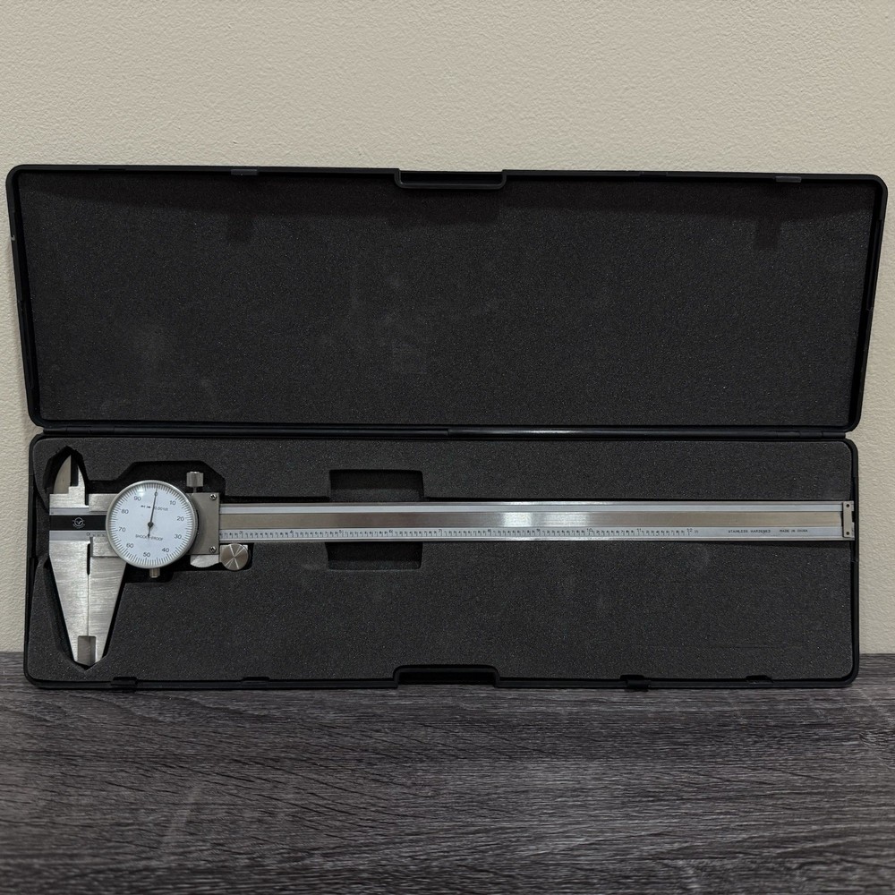 12” Dial Caliper 0-12 in - Shock-Proof - 0.001” Resolution with Case