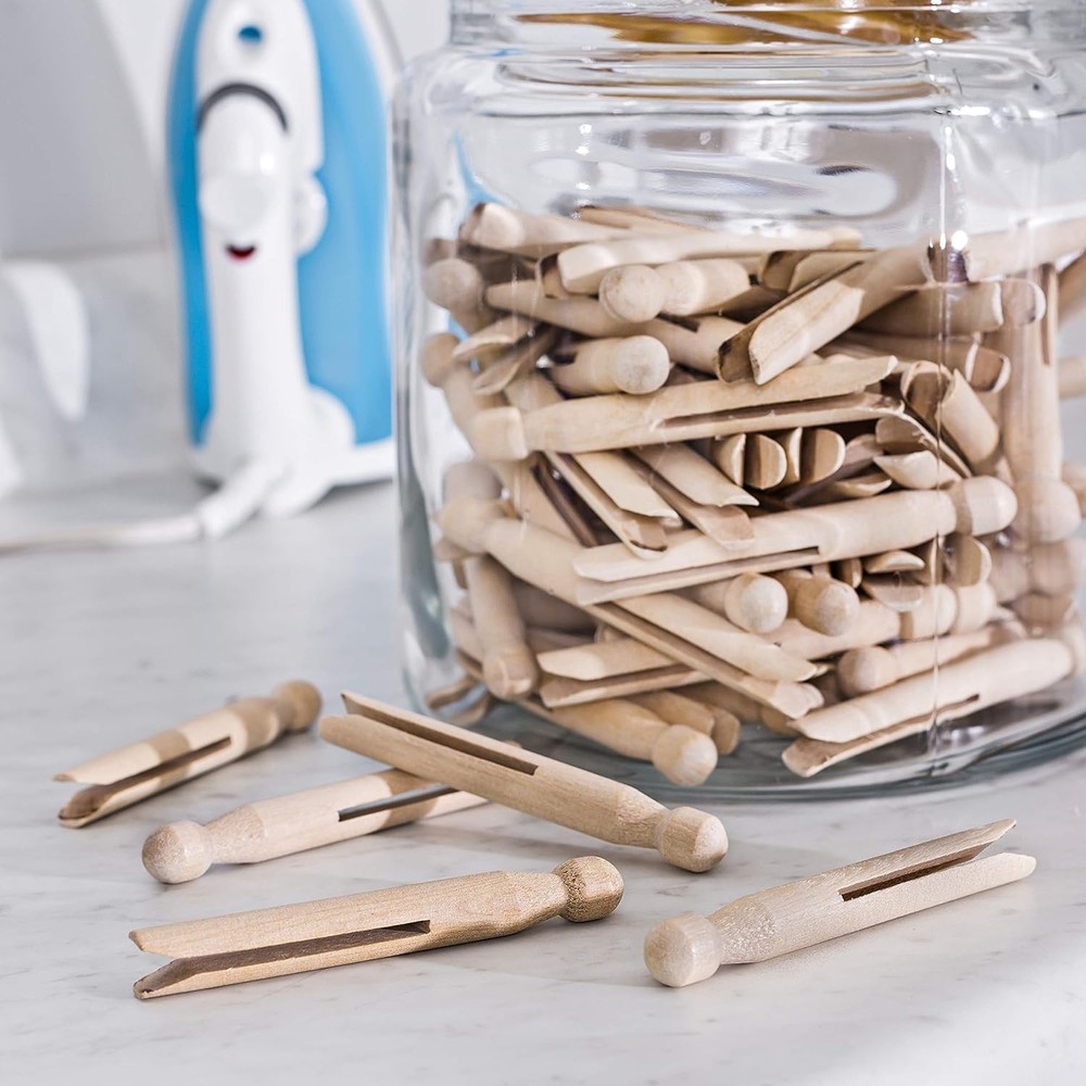 100 Pack Round Birch Clothespins - Stylish Hanging Clips