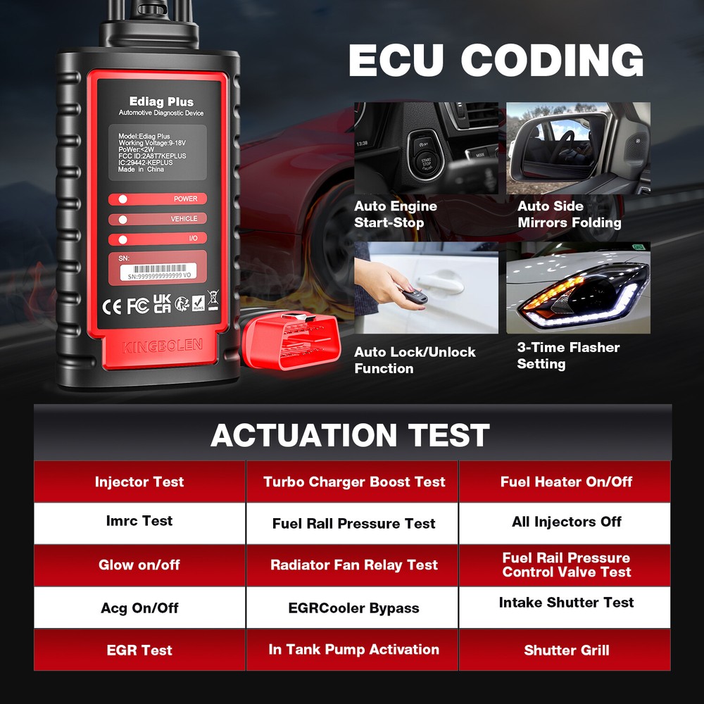 Ediag+ Bidirectional Car Diagnostic Tool OBD2 Scanner ECU Coding as THINKDIAG 2