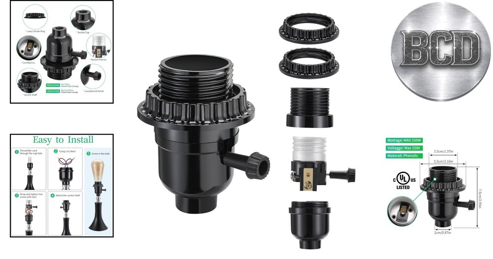 Durable Listed E26 Light Socket with Switch - Ideal for Table & Floor Lamps