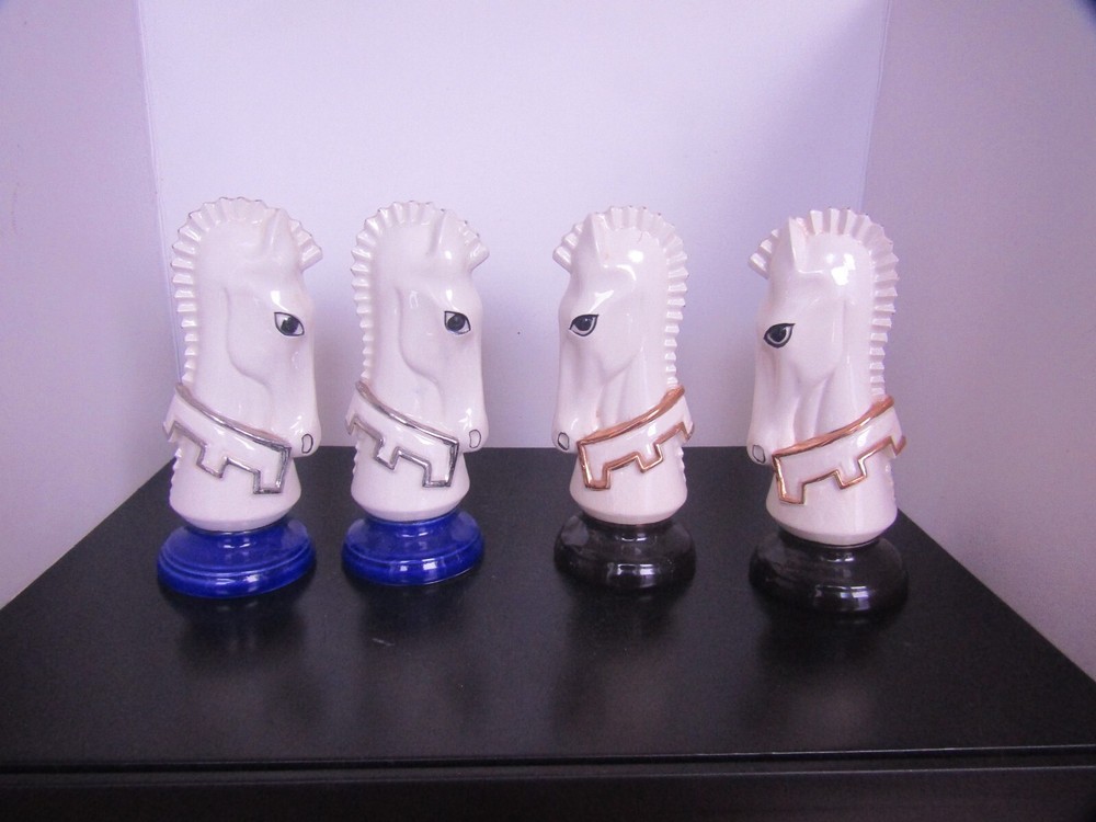 Mid-Century Hand Painted Chess Set