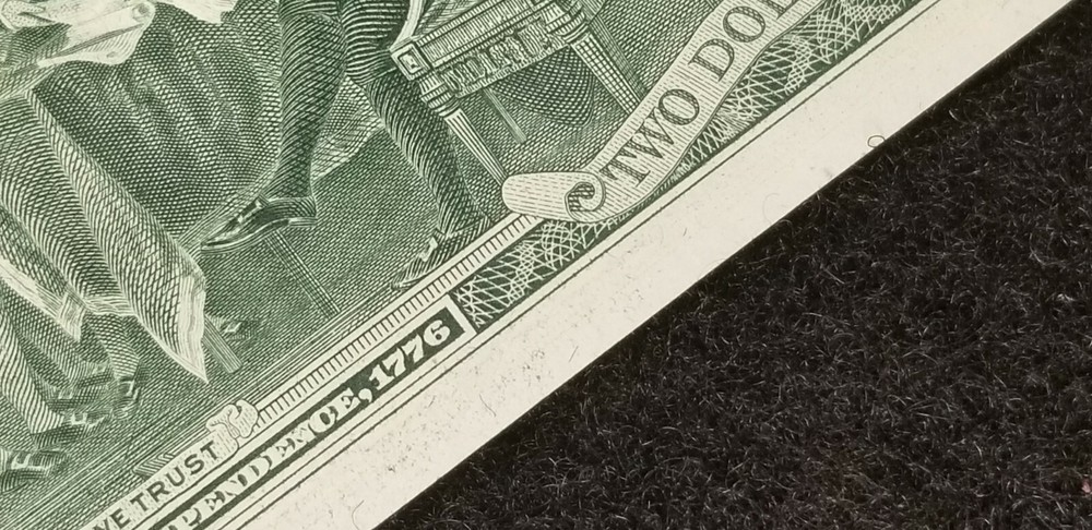 1976 $2 Shift ERROR 15356442 Neff Treasurer Bicentennial Huge shift error uncirc