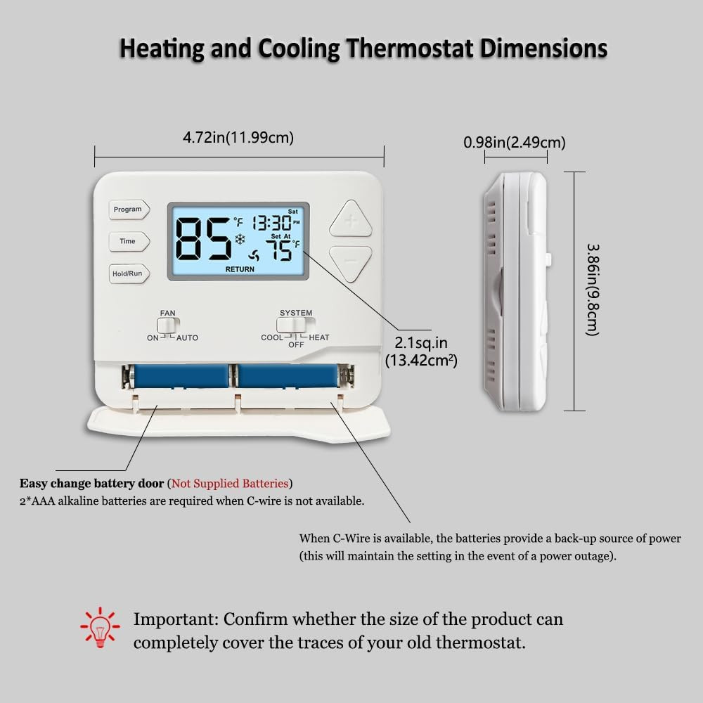 Programmable Thermostat for Home,Conventional Single-Stage Systems,5-1-1 Day Pro