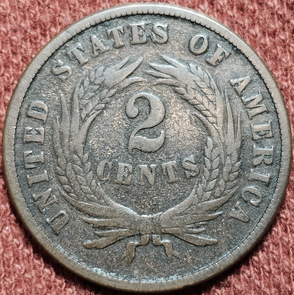 1871 Two Cent Copper Coin 2C Early US Type